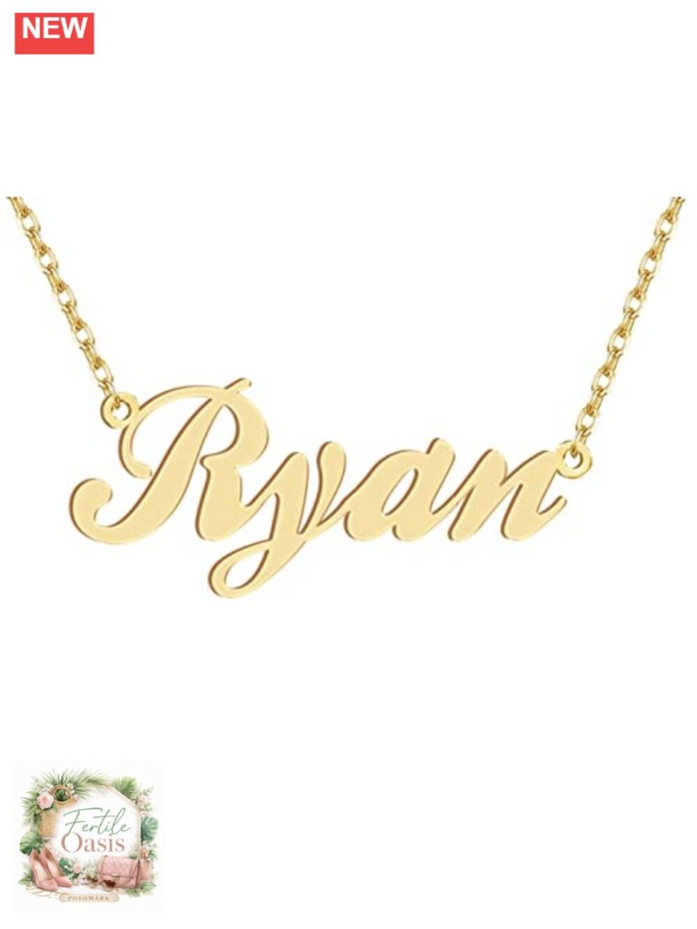 Personalized Name Pendant Necklace 18k Gold Plated Stainless Steel